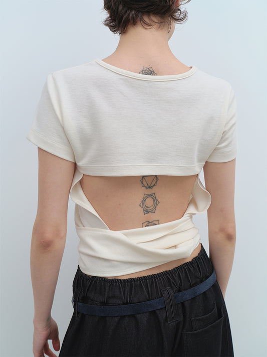 Back Tied T-Shirts [Ecru]