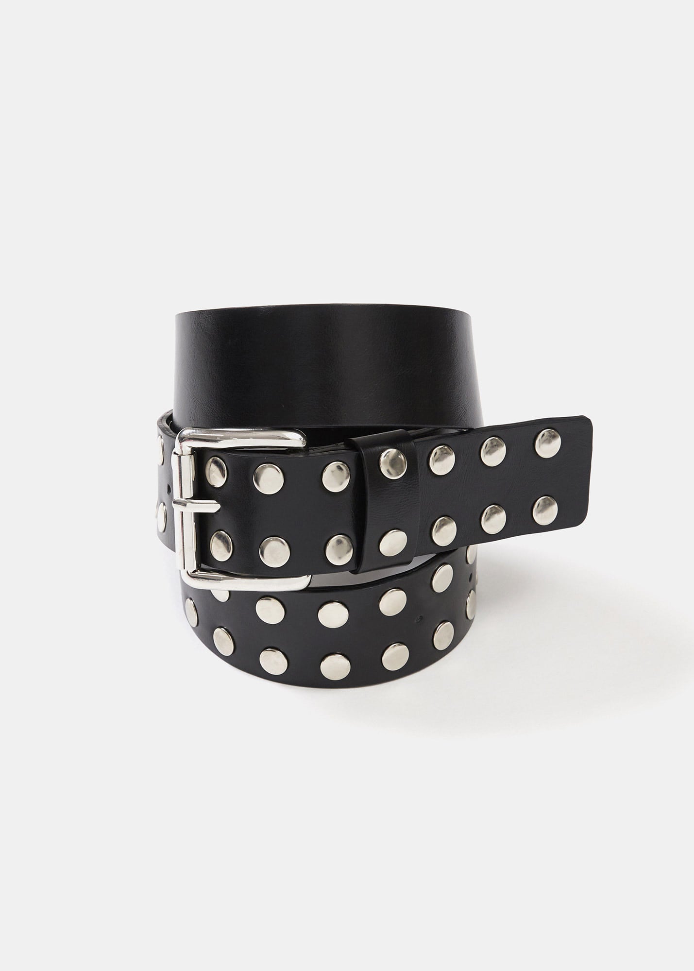 Double Studded Leather Belt / Black