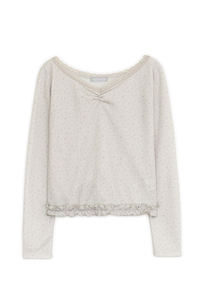 Frill leopard T (Ivory)