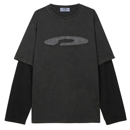 Double Layer Applique Long sleeve / Charcoal