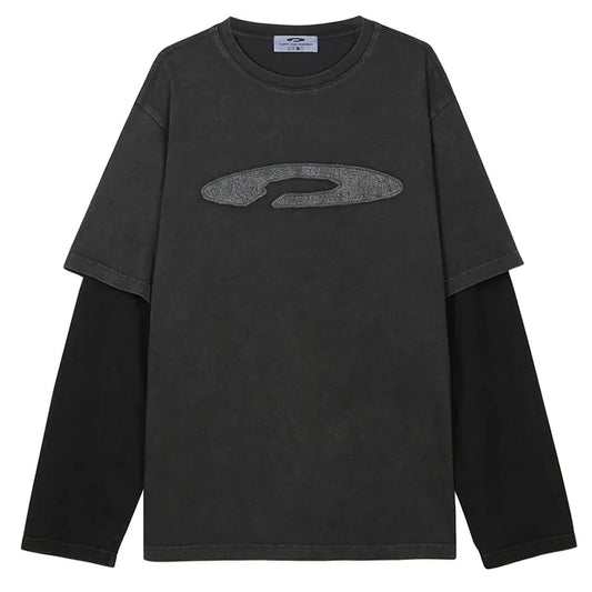 Double Layer Applique Long sleeve / Charcoal