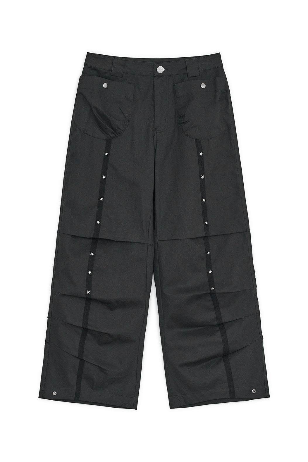 Star studed line pants (Black)