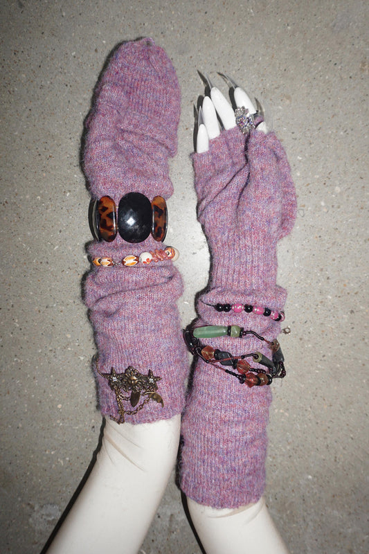 Wool Flap Gloves Purple