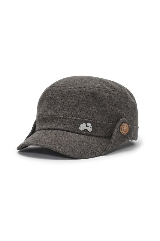 Dot button flap cap (Brown)