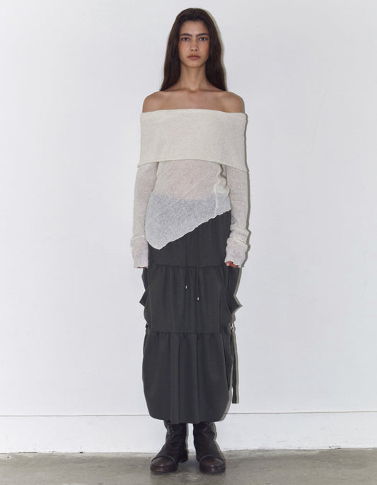 WOOL OFF-SHOULDER SWEATER / 2 Color