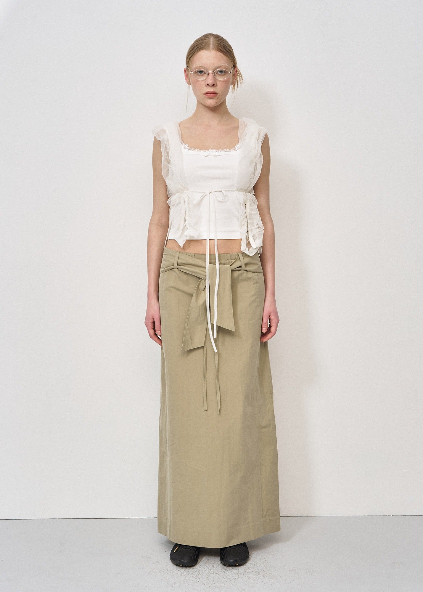 KNOT-DETAIL LONG SKIRT / 2 Color