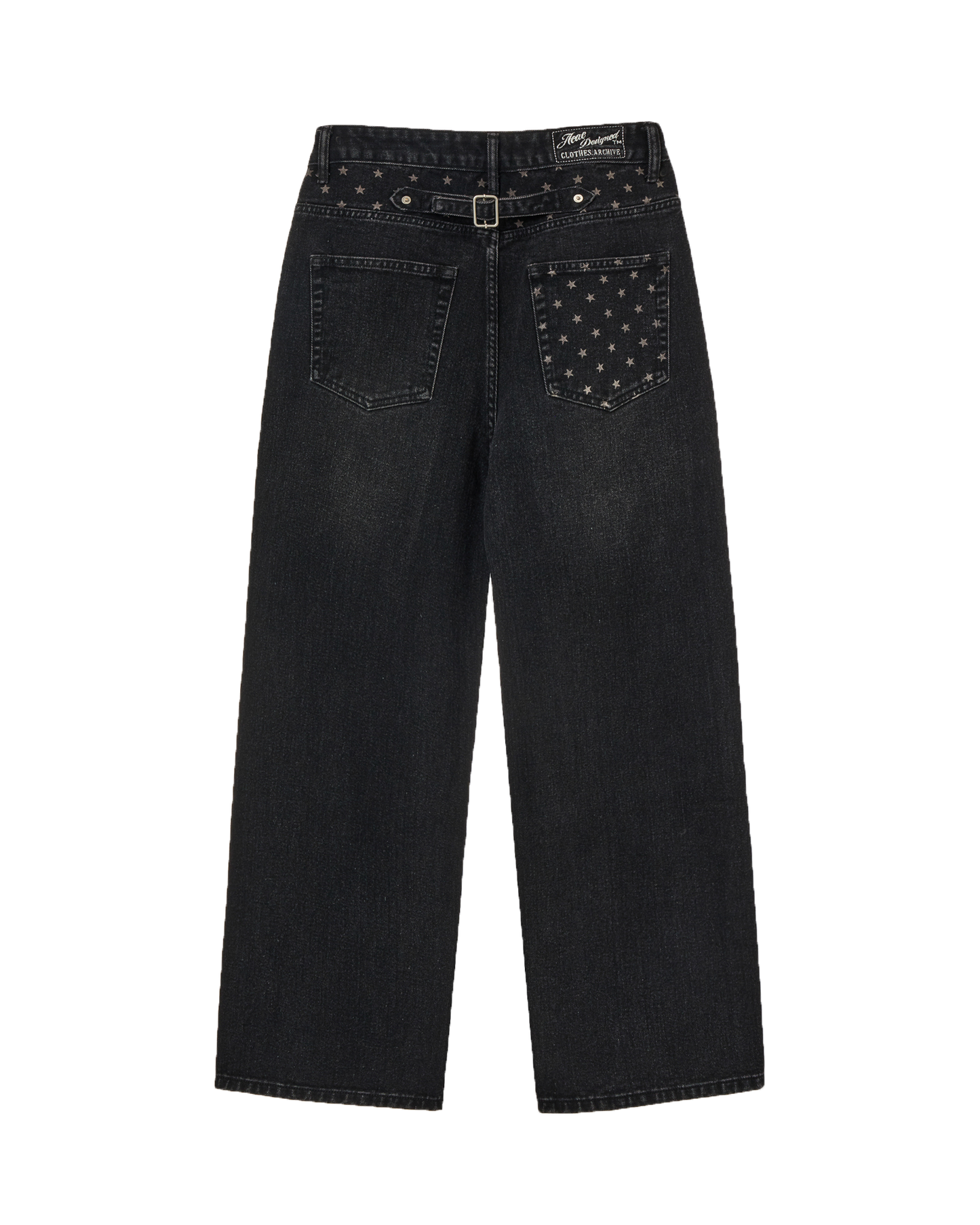 STAR POCKET DENIM PANTS [BLACK]