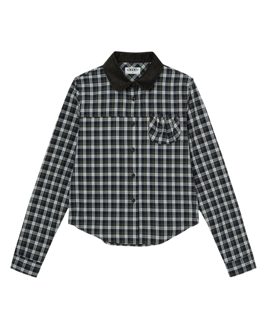 ROUND POCKET CHECK SHIRTS [BLACK]