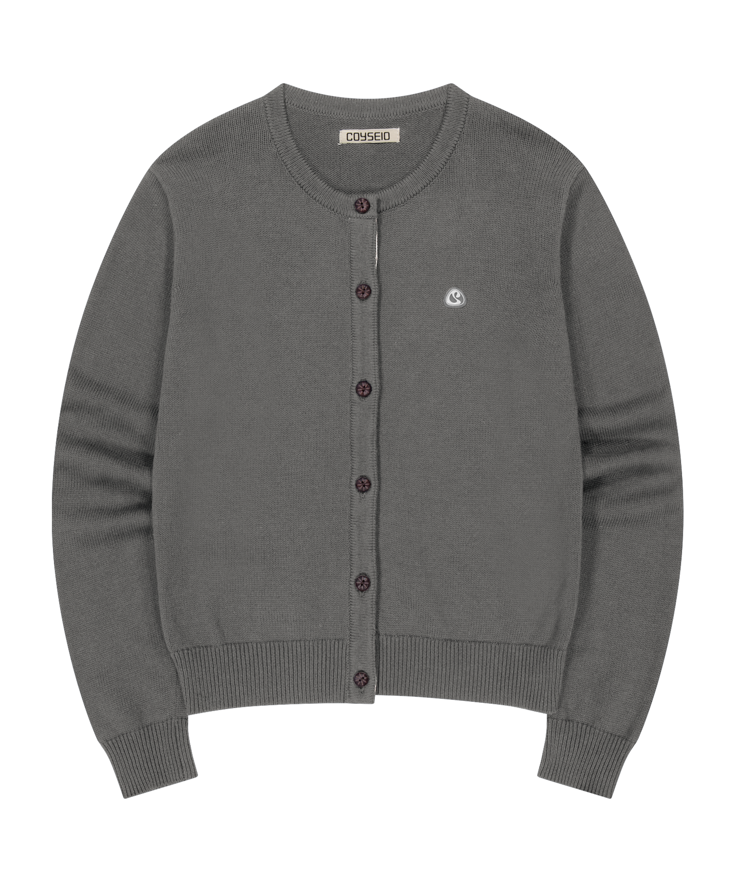 FLOWER PLACKET CARDIGAN GREY