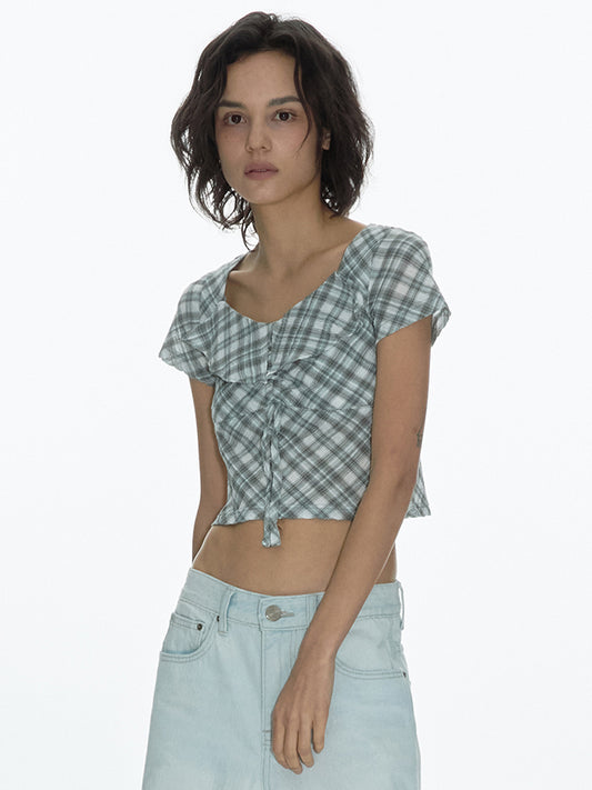 Butter Shirring Blouse [Green]