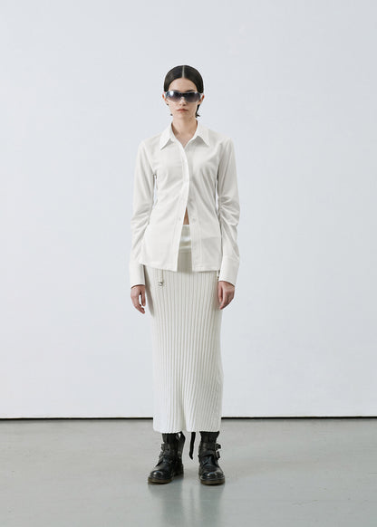 SUSPENDERS RIBBED KNIT DRESS IVORY / 2 COLOR