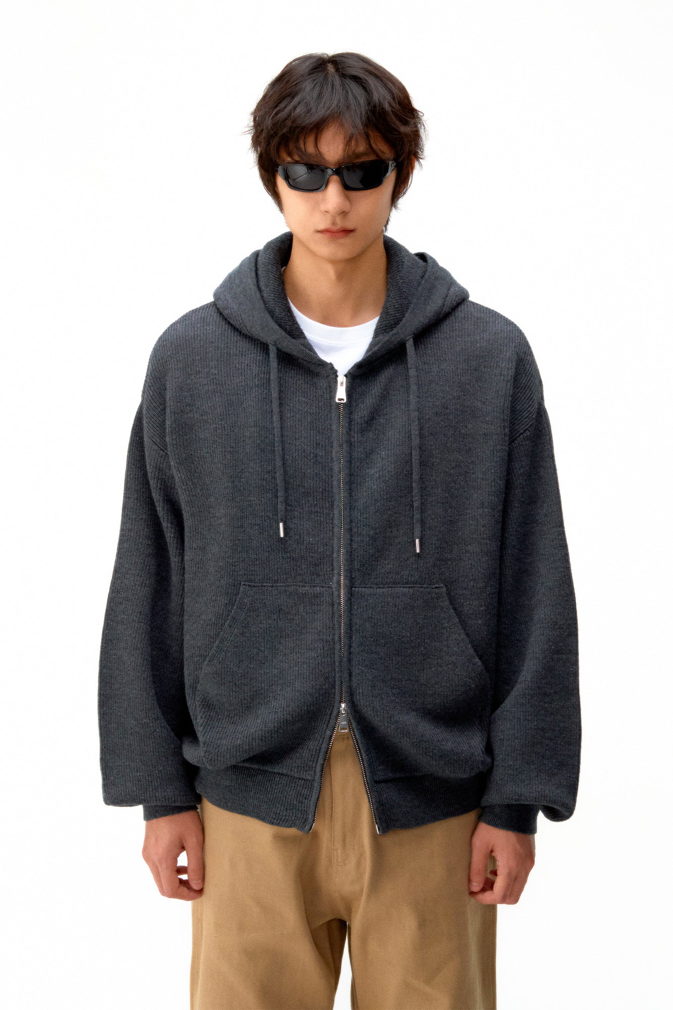 Essential Knit Hooded Zip-Up / 2 Color