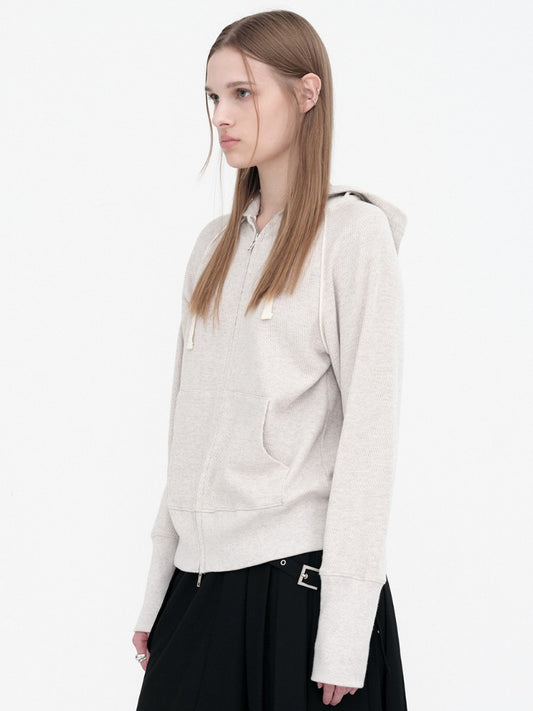 Bound Hood Zip Up [Melange Gray]