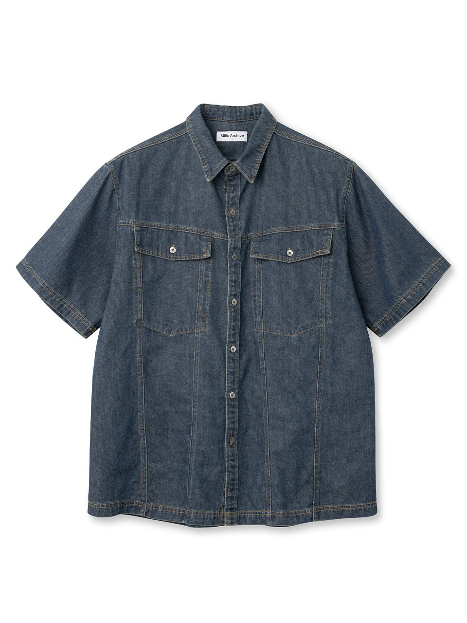 Two Pocket Denim Half Shirts [Fade Blue]
