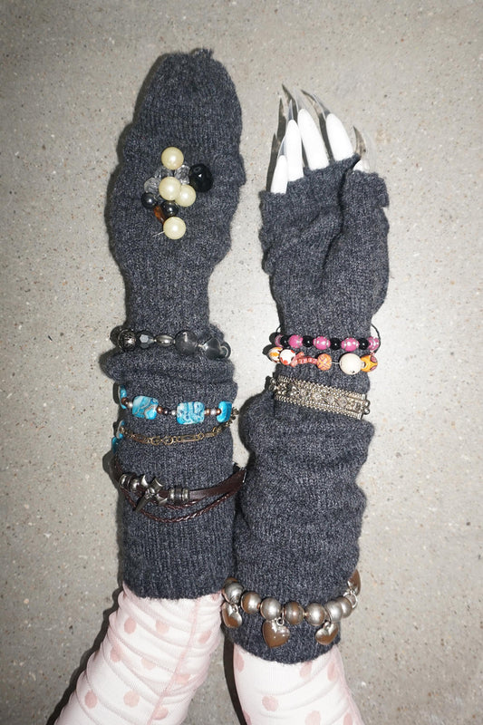 Wool Flap Gloves Charcoal