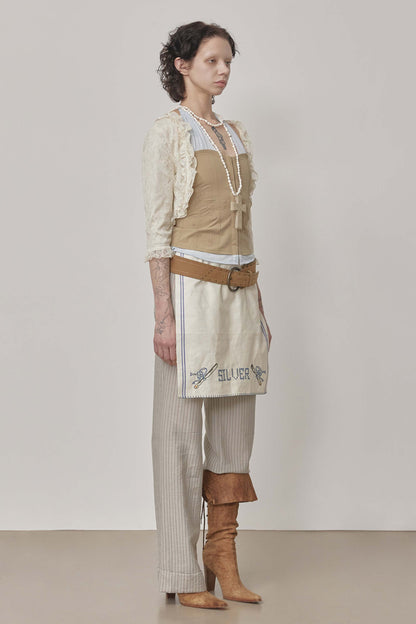 Farm Corset Halter Top / Beige/ sky blue