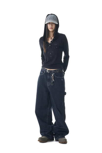 Needlework Carpenter Denim Pants (Blue)