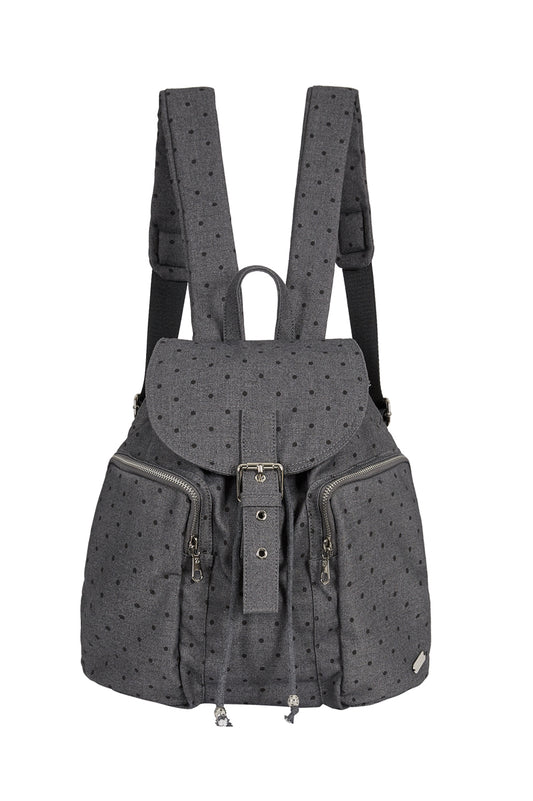 Pattern Buckle Backpack Dot Charcoal