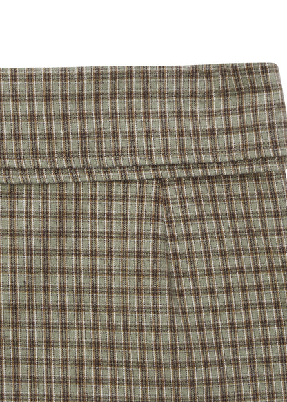 CHECKED LAYERED MINI SKIRT (BROWN)
