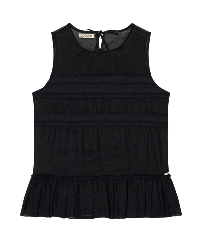 SHEER LAYERED SLEEVELESS BLACK