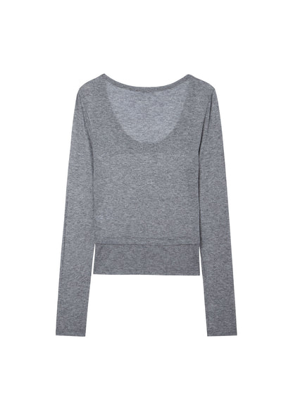 U-NECK JERSEY TOP / 2 Color