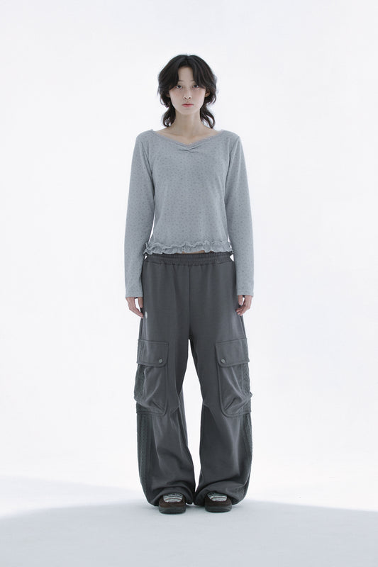 Frill leopard T (Gray)