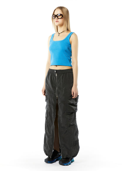 ZIP-FRONT CARGO LONG SKIRT / 2 Color