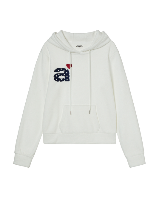 DOT SMALL LETTER FLEECE HOODIE [WHITE]