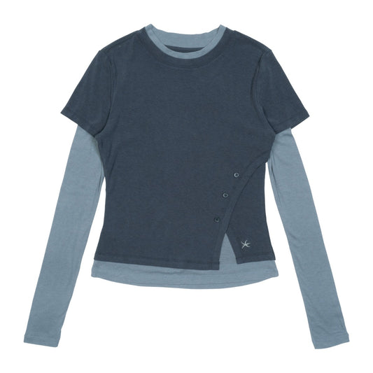 TCM layered button long sleeve (blue)