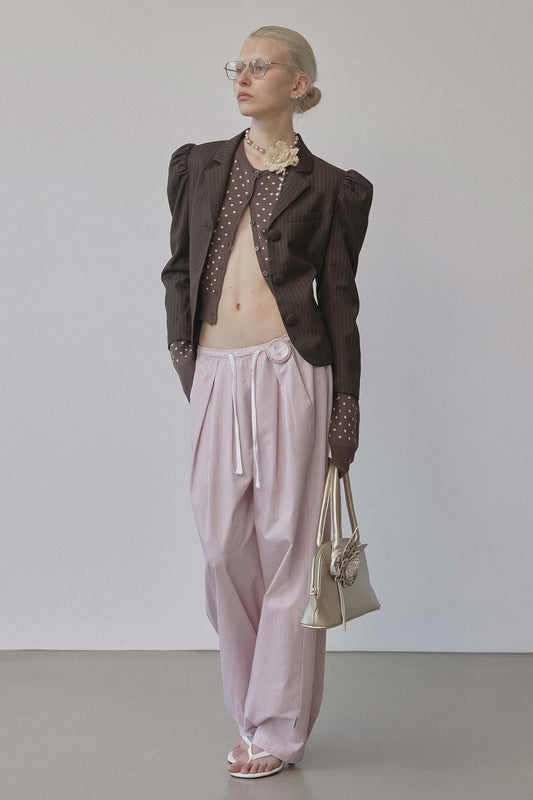 Bed To Go Pintuck Pants Pink Stripe