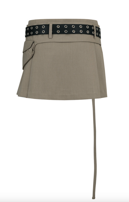 Pleats Pocket Belt Mini Skirt / 3 Color