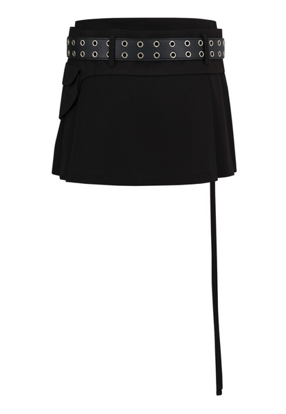 Pleats Pocket Belt Mini Skirt / 3 Color