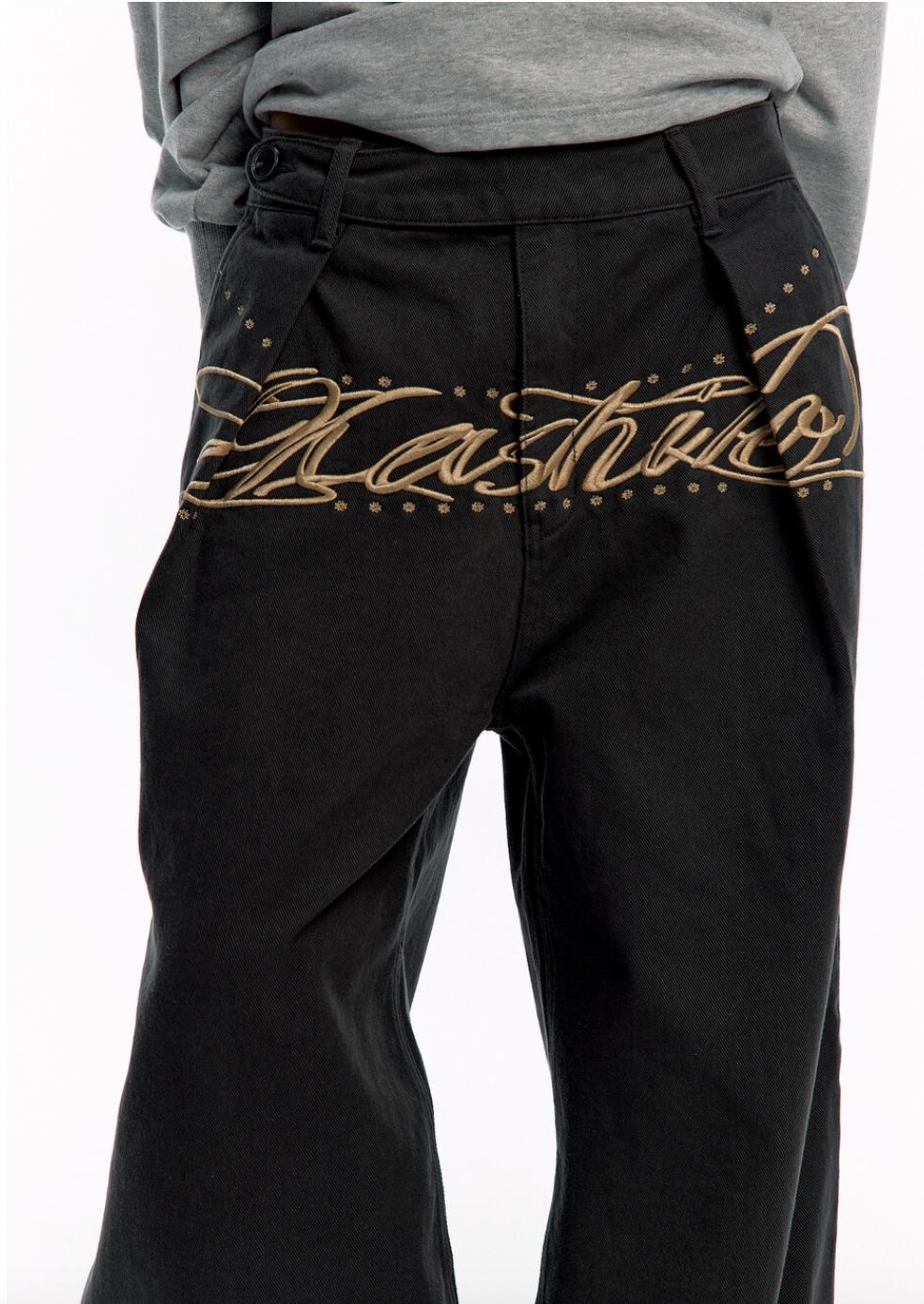 Embroidered Pintuck Wide Pants / 2 Color