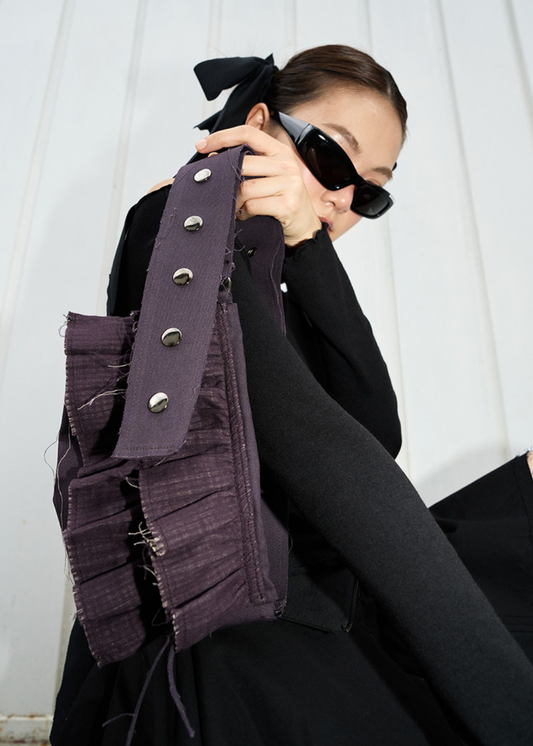 Boho ruffle belt bag [Grape]