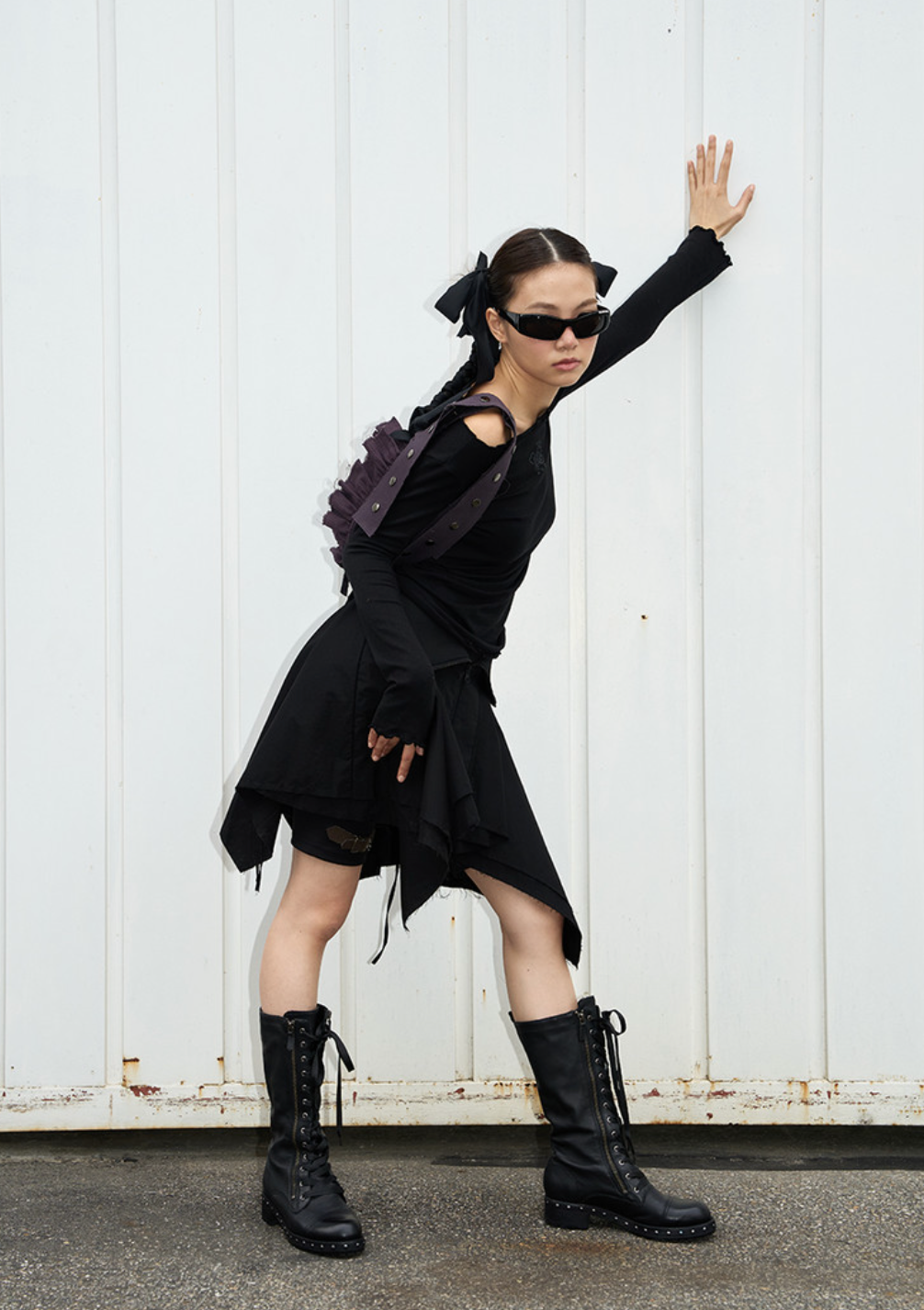 Boho ruffle belt bag [Grape]