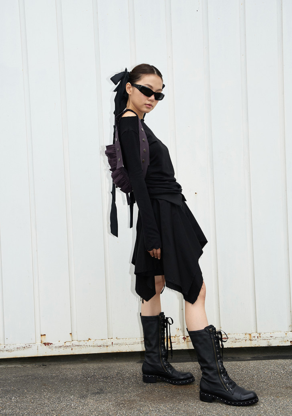 Boho ruffle belt bag [Grape]