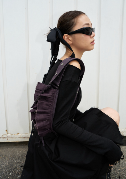 Boho ruffle belt bag [Grape]