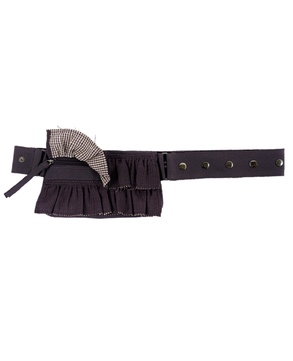 Boho ruffle belt bag [Grape]