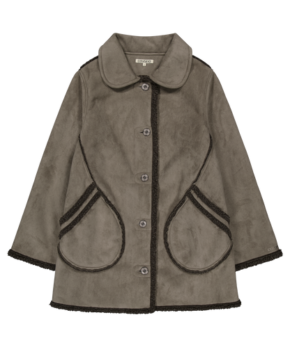 ROUND COLLAR SUEDE JACKET BROWN