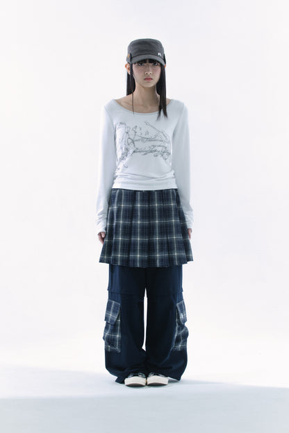 Slit button printed top (White)