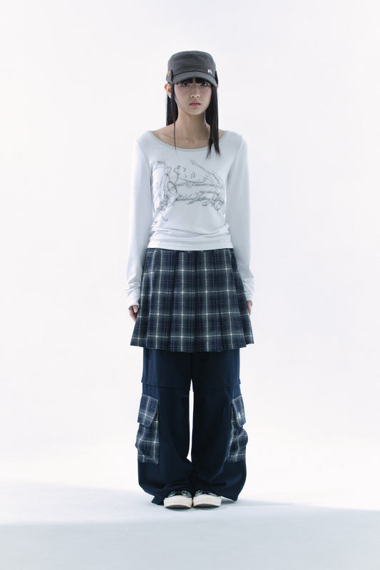 Slit button printed top (White)