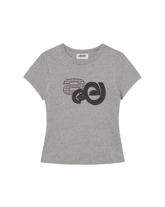 APPLIQUE LOGO TEE [MELANGE GREY]