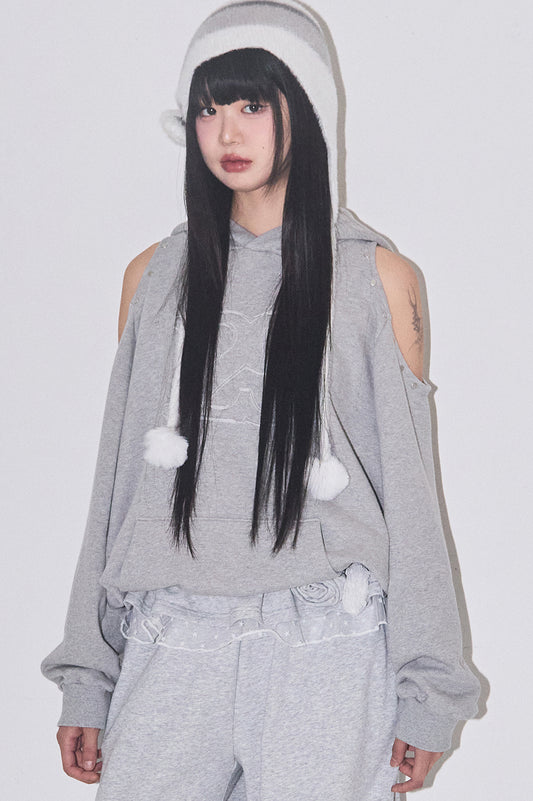 129 Cutout Oversized Fit Hoodie Melange