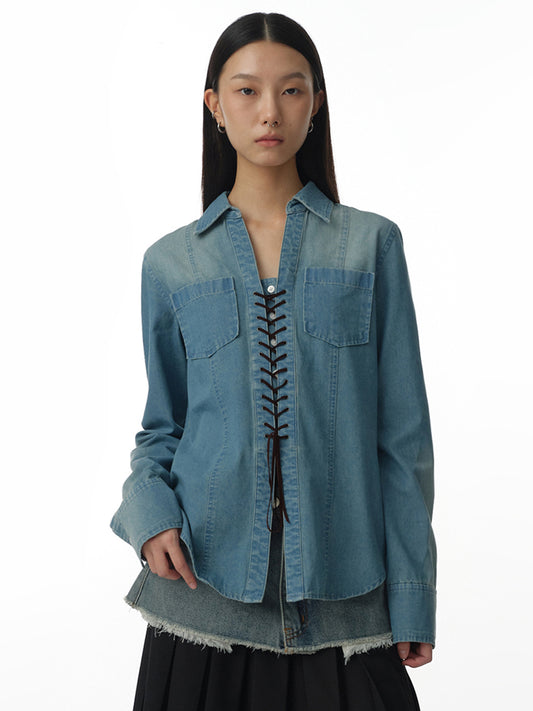 Corset Midi Shirts [Fade Blue]