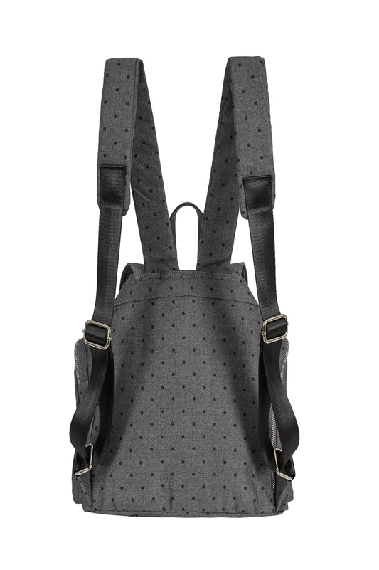 Pattern Buckle Backpack Dot Charcoal