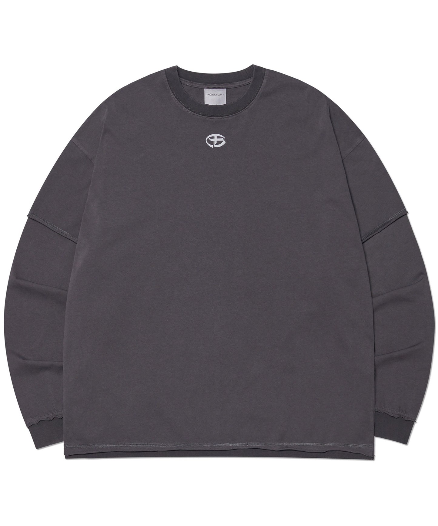 ABRASION LAYERED LONG SLEEVE TEE - WASHED CHARCOAL