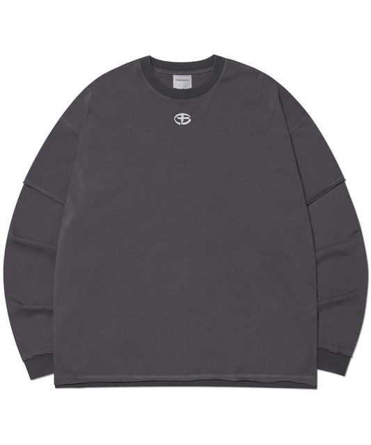 ABRASION LAYERED LONG SLEEVE TEE - WASHED CHARCOAL