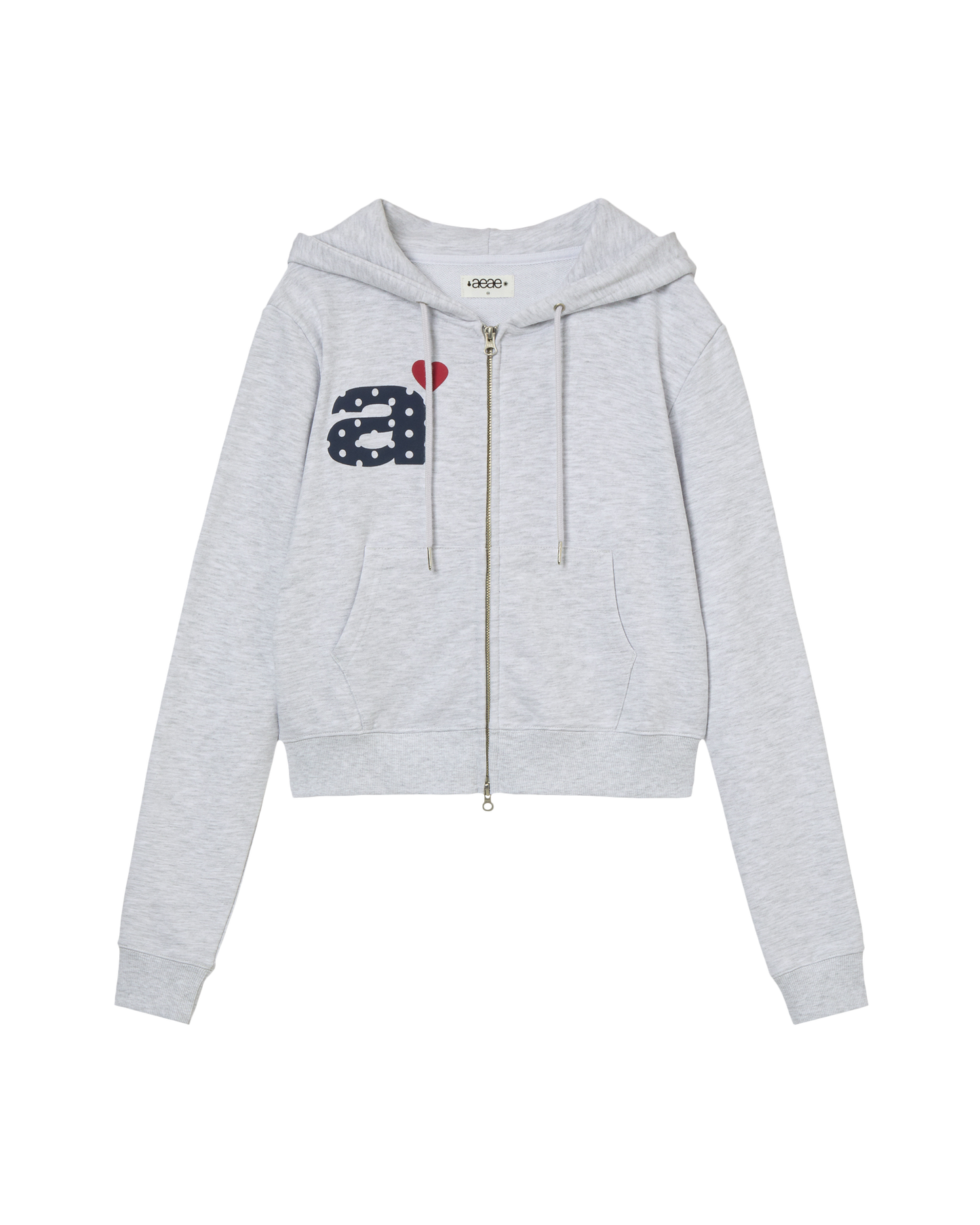 DOT SMALL LETTER CROP HOOD ZIP UP [LIGHT GREY]