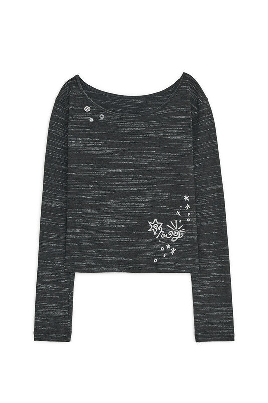 HUG stitch knit T (Black)