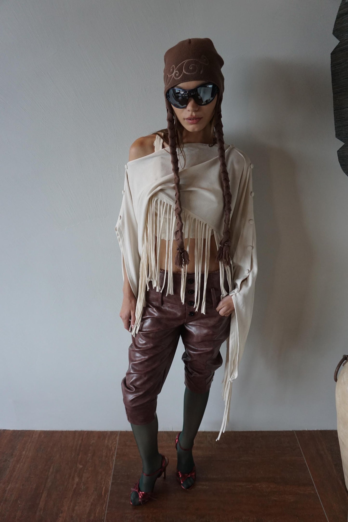 Versatile Fringe Cape Dusty White